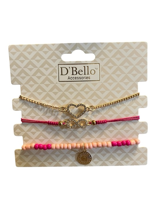 Jewelry - D'Bello Gold Heart & Pink Beaded Bracelet Set